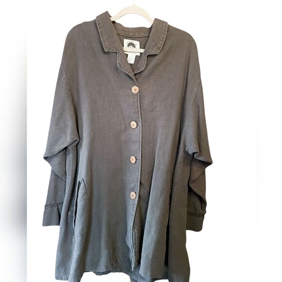 Yoon-A-Verse Mindful Wear Hemp Linen Shirt Jacket Shacket Size 3 Large Lagenlook - Picture 12 of 14